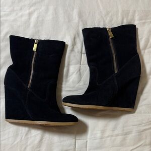 Coach Black Suede Wedge Boots